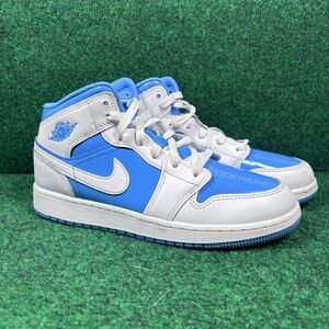 Nike Air Jordan 1 Mid White Legend Blue GS Youth Sz 7y New Rare FZ3933-114